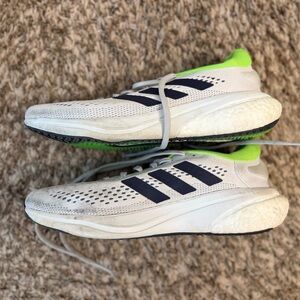 Adidas White and Green running shoes
